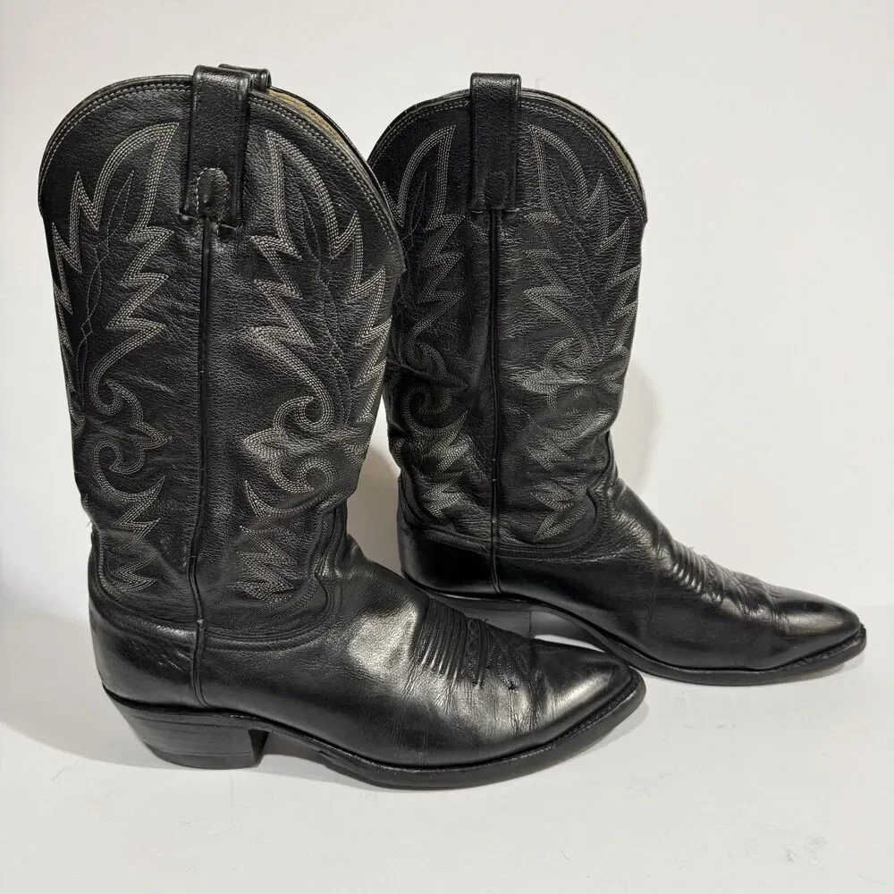 Dan Post Black Men's Size 10 D Pebble Grain Cowboy Boots